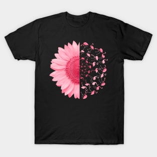 Pink Flamingo Daisy Breast Cancer Awareness Funny Love T-Shirt